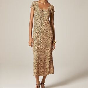 J. Crew Tan Leopard Print Silk Midi Dress